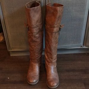 Brown over-knee boots